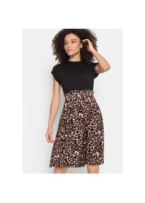 Lascana, Unisex, Lascana Jerseykleid mit Gummibund und R&uuml;schenkante in der Taille, Leoprint, schwarz, leo, bedruckt, 40, N-Gr, Strandkleid in 