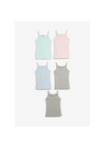 bonprix, Unisex, bonprix Unterhemd Packung, 5, 5 Stk., hellgrau meliert, pastellmint, puderblau, puderrosa, 152/158, 5 Stk., N-Gr, Unterhemd im 