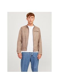 Jack & Jones Jack & Jones, Herren, Bikerjacke &raquo;JJEDYLAN mit wasserabweisender Funktion&laquo; ohne Kapuze unifarben, modisch, regular fit, Polyester, falcon, XS, Coole 