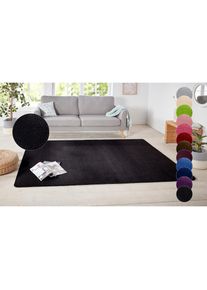 Hanse Home, Hanse Home Teppich &raquo;Shashi&laquo; rechteckig 8,5 mm H&ouml;he Kurzflor, Unifarben, L&auml;ufer, weich, Esszimmer, Kinderzimmer, Flur, schwarz, Kunstfaser,