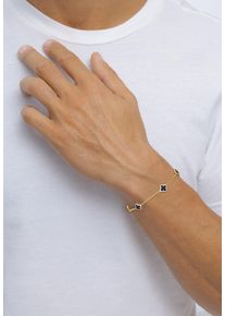 Kuzzoi, Hommes Bracelet 'Kleeblatt', or / noir