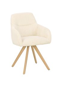 Mid.you Armlehnstuhl , Beige , Holz, Metall, Textil , Pappel , Sperrholz , Flachrohr , 56x88x60 cm , Bsci , Sitzfl&auml;che 180&deg; drehbar , Esszimmer, St&uuml;hle, Polsterst&uuml;hle