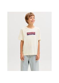 Jack & Jones Jack & Jones Junior, Herren, T-Shirt &raquo;JORINWOOD BLOCK BRAND TEE SS CN NOOS JNR&laquo;, antique wei&szlig;, 140, T-Shirt von Jack & Jones Junior