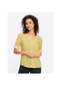 Heine, Unisex, Heine Schlupfbluse, sonnengelb, ecru, gestreift, 46, modisches Streifen-Dessin