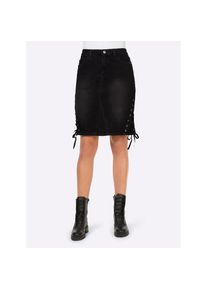 Heine, Unisex, Heine Jeansrock, schwarz, 44, seitliche Schn&uuml;rungen