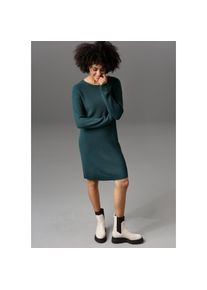 Aniston Casual, Unisex, Aniston CASUAL Strickkleid mit Rundhals-Ausschnitt, petrol, 40, N-Gr, Unisexkleid in Grobstrick-Qualit&auml;t