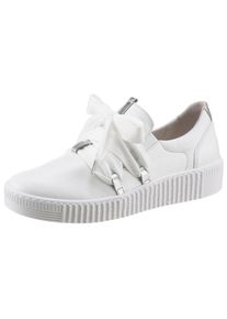Gabor, Unisex, Slip-On Sneaker Schn&uuml;rschuh, Halbschuh, Slipper mit aufgesetzter Zierschn&uuml;rung, wei&szlig;, silberfarben, 38, Slip-On-Sneaker mit 