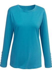 Damen Langarmshirt mit Zierknopfleiste t&uuml;rkis