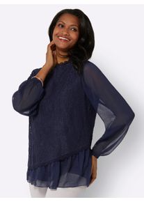 WITT Damen Spitzenbluse im Lagenlook, marine, Gr&ouml;&szlig;e 54, 100% Polyester. Spitze: 70% Baumwolle, 30% Polyamid