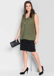 sheego Witt Damen Bleistiftrock aus Stretch-Twill, schwarz, Gr&ouml;&szlig;e 42, 97% Baumwolle, 3% Elasthan