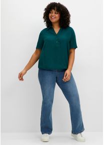 sheego Witt Damen Tunika mit offenem Hemdkragen, petrol, Gr&ouml;&szlig;e 56, 89% Viskose, 11% Polyamid