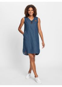 WITT Damen Jeanskleid mit hinten verl&auml;ngertem Saum, blue-stone-washed, Gr&ouml;&szlig;e 42, 100% Baumwolle