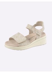 Caprice Witt Damen Sandalette mit waschbarer Innensohle, beige-gemustert, Gr&ouml;&szlig;e 42, 100% Veloursleder