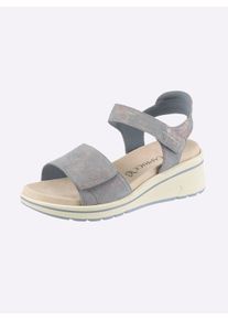 Caprice Witt Damen Sandalette mit waschbarer Innensohle, eisblau-gemustert, Gr&ouml;&szlig;e 42, 100% Veloursleder