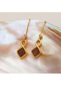 Holzkern Earrings Damen Gold und Walnuss