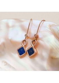 Holzkern Earrings Damen Ros&eacute; und Lapislazuli