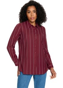 Damen Longbluse im Streifen-Dessin dunkelrot-ecru-gestreift