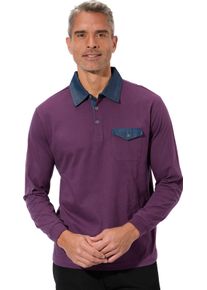 Herren Langarm-Poloshirt mit gewebten Details traube