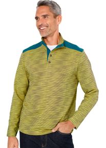 Herren Sweatshirt aus reiner Baumwolle, gestreift limone-dunkeltaupe-geringelt