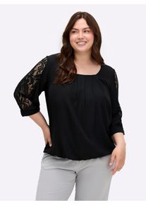 sheego by Joe Browns Witt Damen Tunika mit transparentem Spitzeneinsatz, schwarz, Gr&ouml;&szlig;e 40, 100% Polyester. Spitze: 100% Polyamid