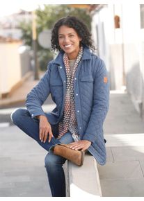 WITT Damen &Uuml;bergangsjacke mit Druckknopfleiste, rauchblau, Gr&ouml;&szlig;e 42, 100% Polyester