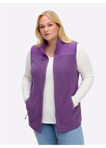 sheego Witt Damen Fleeceweste mit Stehkragen, im Materialmix, lila, Gr&ouml;&szlig;e 58, 100% Polyester. Einsatz: 100% Polyester. Wattierung: 100% Polyester