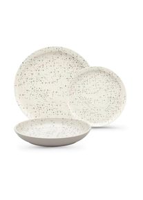 Novel Kombiservice , Weiss, Beige , Keramik , 18-teilig , Punkte , Lfgb , lebensmittelecht , Geschirr, Geschirr-Sets, Kombiservice