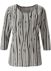 Damen 3/4-Arm-Shirt mit Allover-Druck steingrau-graphit-bedruckt