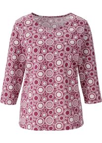 Damen 3/4-Arm-Shirt mit Kreise-Muster, Baumwolle mauve-ecru-gemustert