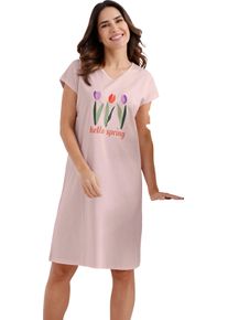 Damen Nachthemd mit platziertem Tulpen-Druck hellros&eacute;