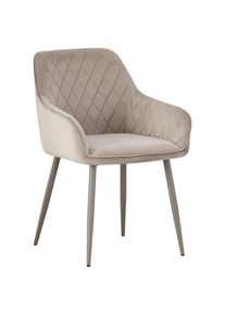 Novel Armlehnstuhl , Taupe , Metall, Textil , Rundrohr , 56x82.5x61.5 cm , Esszimmer, St&uuml;hle, Polsterst&uuml;hle