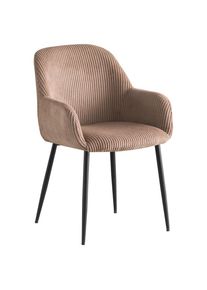 Xora Armlehnstuhl , Schwarz, Taupe , Metall, Textil , Rundrohr , 57x85x60 cm , Stoffauswahl, inklusive Armlehnen , Esszimmer, St&uuml;hle, Polsterst&uuml;hle