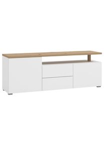 CARRYHOME Lowboard , Weiss, Eiche Artisan , Kunststoff , 2 Schublade(n) Schubladen , 55.5x154 cm , Typenauswahl, Beim&ouml;bel erh&auml;ltlich , Wohnzimmer, TV M&ouml;bel, Lowboards