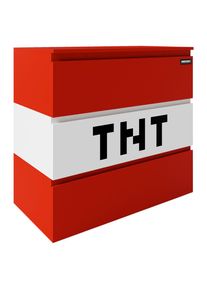 Minecraft Kommode , Rot , Holzwerkstoff , Gaming , 3 Schublade(n) Schubladen , 80x76x41 cm , Beleuchtung , Kleinm&ouml;bel, Kommoden, Kommoden