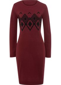 Damen Strickkleid mit Norweger-Muster bordeaux-schwarz