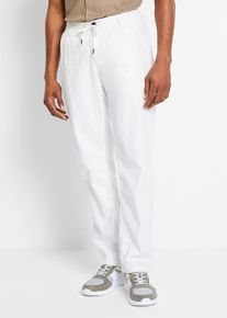 Relaxed Fit Schlupf-Hose aus luftigem Leinen-Mix Straight in weiss, Gr&ouml;sse 58, bonprix