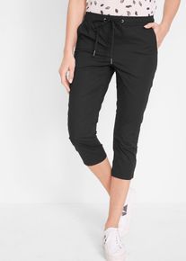 3/4- Hose mit Bindeband in schwarz, Gr&ouml;sse 36, 97% Baumwolle, bonprix