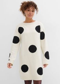 Oversize Strickkleid mit Punkten in beige, Gr&ouml;sse 40/42 (M), bonprix