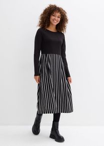 Baumwoll-Jerseykleid Midil&auml;nge in schwarz, Gr&ouml;sse 56/58 (3XL), 100% Baumwolle, bonprix