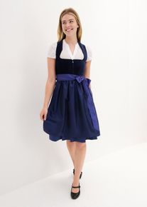 Dirndl mit Samt-Mieder und Satin-Sch&uuml;rze (2-tlg.Set) in blau, Gr&ouml;sse 48, bonprix