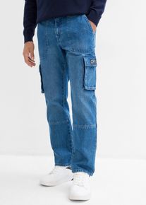 Relaxed Fit Cargo-Stretch-Jeans Straight in blau, Gr&ouml;sse 38, 99% Baumwolle, bonprix