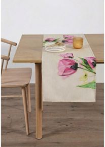 Tischl&auml;ufer mit Tulpen Druck in rosa, 30x180 cm, bonprix