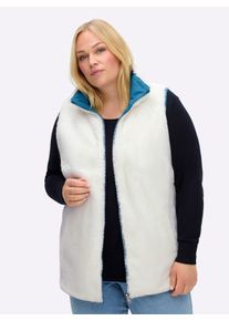 sheego Witt Damen Wendeweste mit Teddyfell, topas-ecru, Gr&ouml;&szlig;e 58, 64% Baumwolle, 36% Polyamid. Fellimitat: 100% Polyester