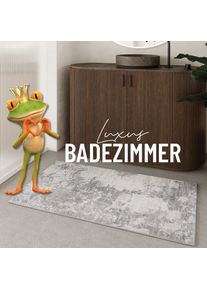 Wecon Home, Wecon Home Badematte &raquo;Samu&laquo; H&ouml;he 5 mm Marmor Design, waschbar, rutschfest, schnell trocknend, Badteppich, platin grau, Polyester, 1 Stk.