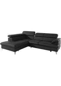COTTA, COTTA Polstergarnitur &raquo;Caluso L-Form&laquo; Set bestehend aus: Ecksofa mit Kopfteilverstellung & Hocker, schwarz,, B/H/T: 256 cm