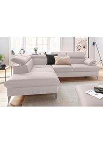 COTTA, COTTA Polstergarnitur &raquo;Caluso L-Form&laquo; Set bestehend aus: Ecksofa mit Kopfteilverstellung & Hocker, fog,, B/H/T: 256 cm
