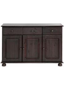 Home Affaire, Home Affaire Sideboard &raquo;Mette&laquo; Kommode mit gefr&auml;sten, kugelf&ouml;rmigen F&uuml;ssen, Breite 120 cm, dunkelbraun, Massivholz, B/H/T: 120 cm x 77 