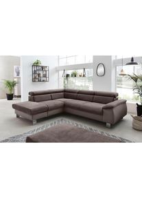 COTTA, COTTA Polstergarnitur &raquo;Komaris L-Form, B: 249 bzw. 100 cm (Set: Ecksofa & Hocker)&laquo; Set, mit Kopfteilverstellung, optional Bettfunktion, 