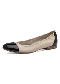 Tamaris, Unisex, Ballerina , Blockabsatz, Businessschuh, Schlupfschuh mit Elastikeinfass, hellbeige kombiniert, 36, Ballerina im klassischen 