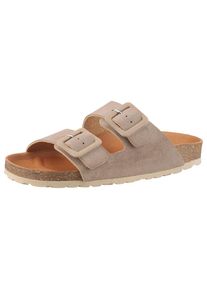 VERBENAS, Unisex, VERBENAS Pantolette &raquo;Randell Velour&laquo; , Sommerschuh, Schlappen, Hausschuh, Urlaubschuh mit Softfussbett, taupe, 37, Pantolette mit 